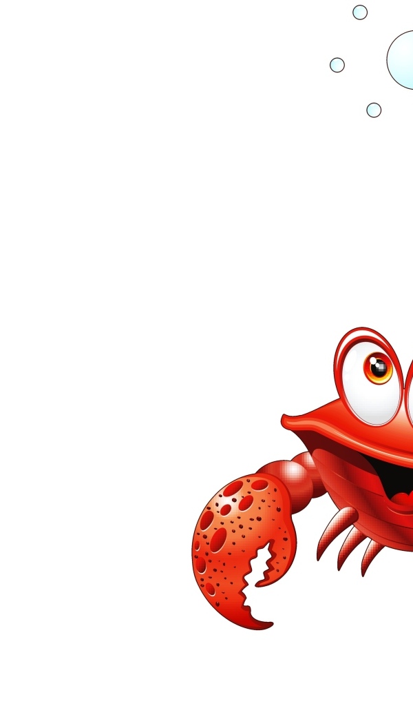 Красный краб с пузырями на белом фоне