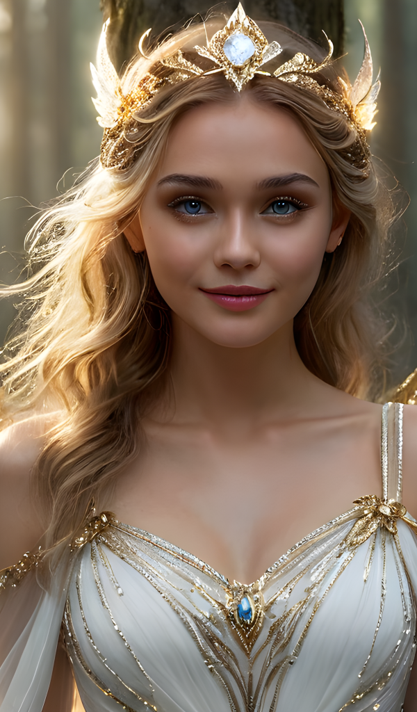 Девушка фея с крыльями в красивом платье