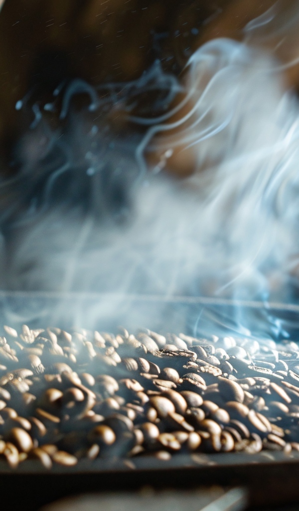 Ароматные кофейные зерна жарят на сковороде 