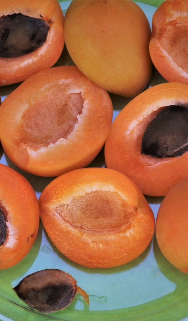 Абрикосы половинками на тарелке