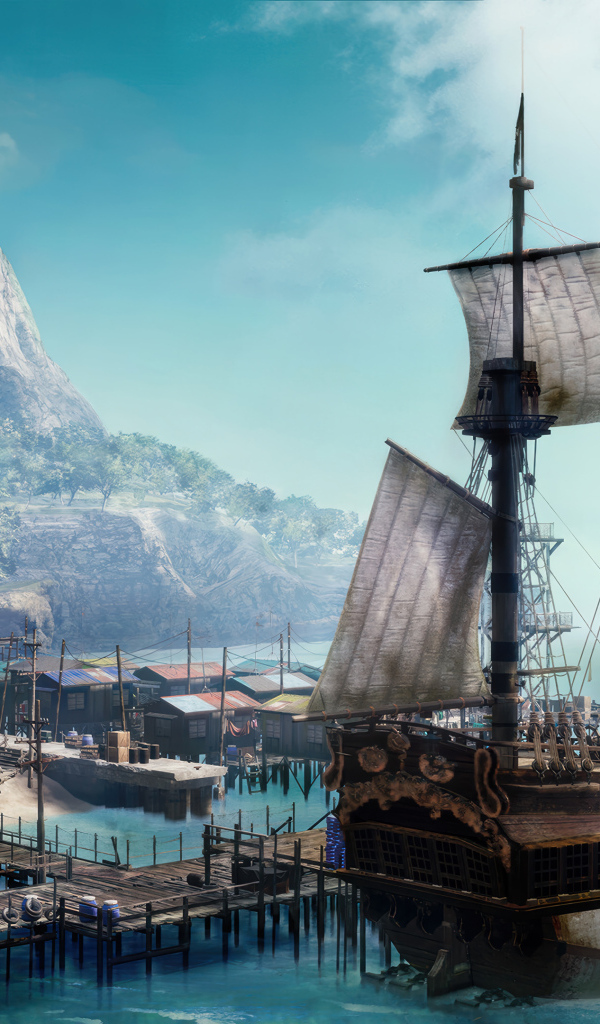 Большой пиратский корабль в компьютерной игре Like a Dragon: Pirate Yakuza in Hawaii