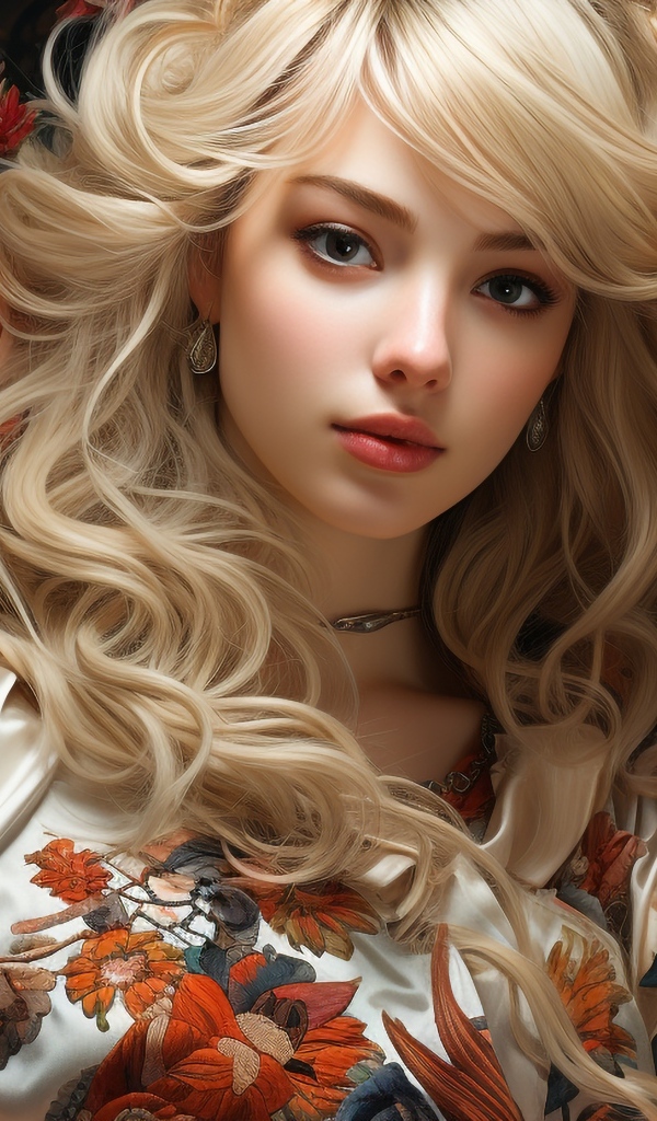 Красивая девушка блондинка в цветах