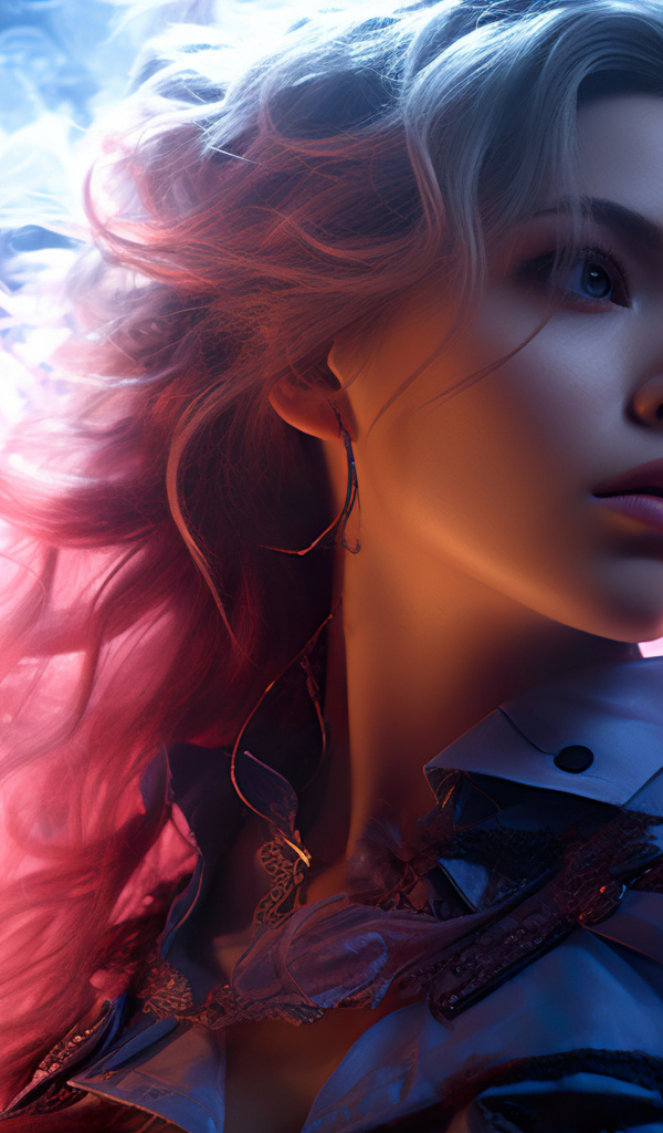 Красивая девушка блондинка в розовом дыму