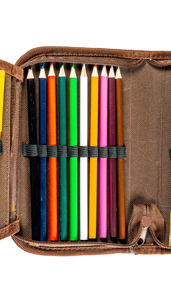 Школьный пенал с карандашами и фломастерами