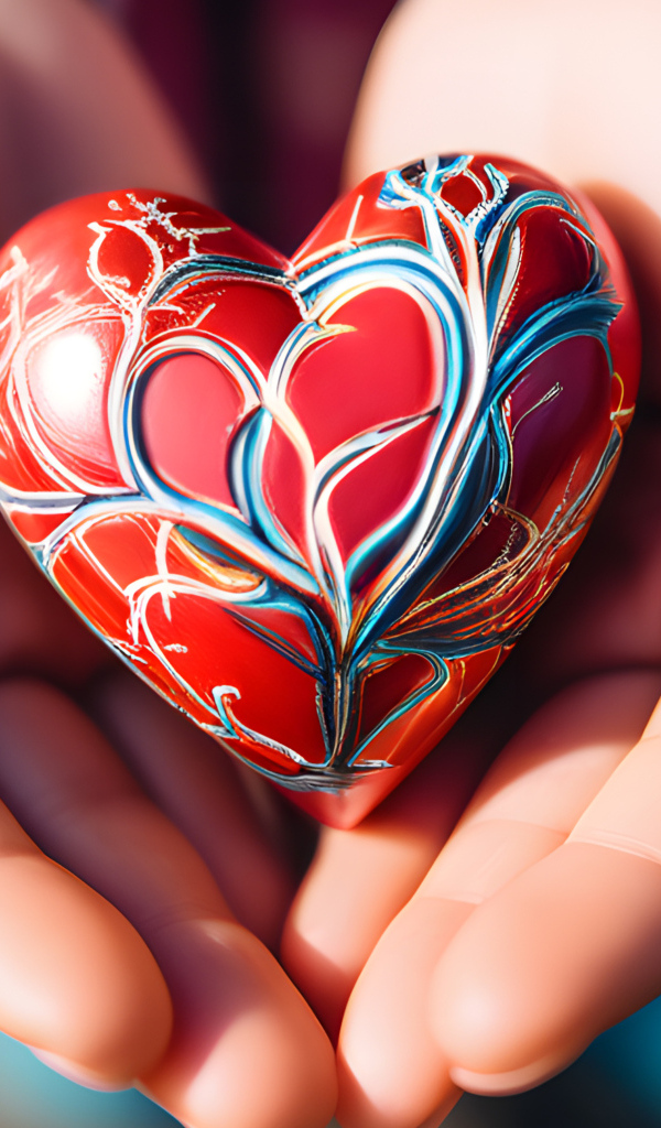 Красивое сердце с узором в руках