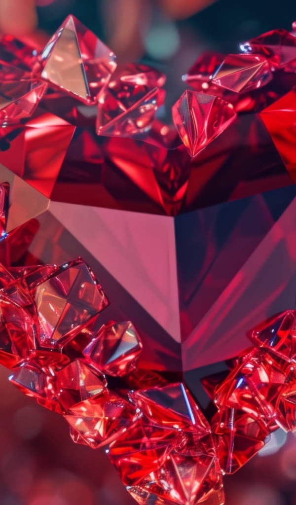 Красивое красное сердце из камня