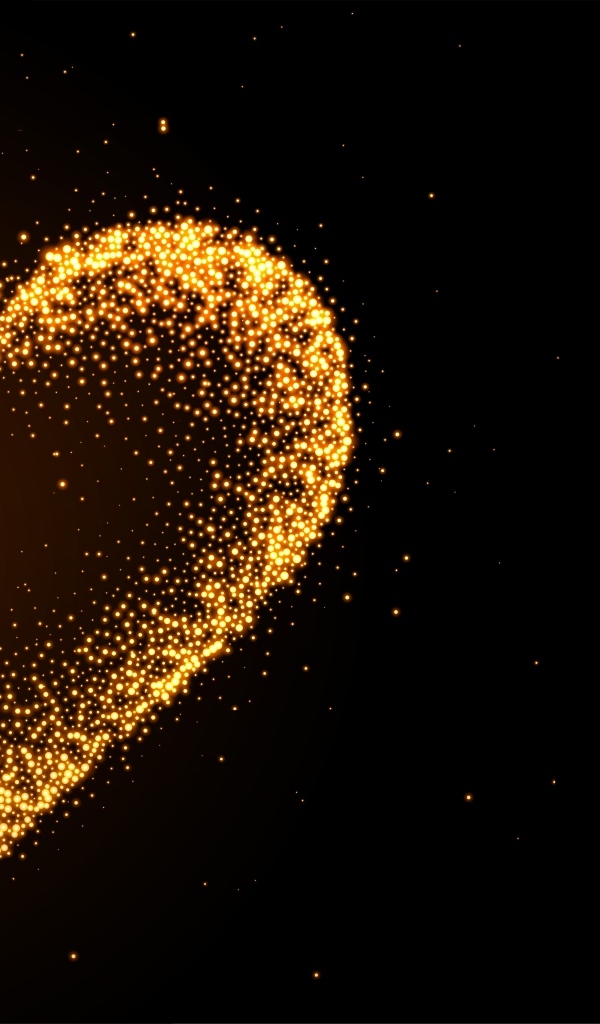 Яркое золотое сердце на черном фоне