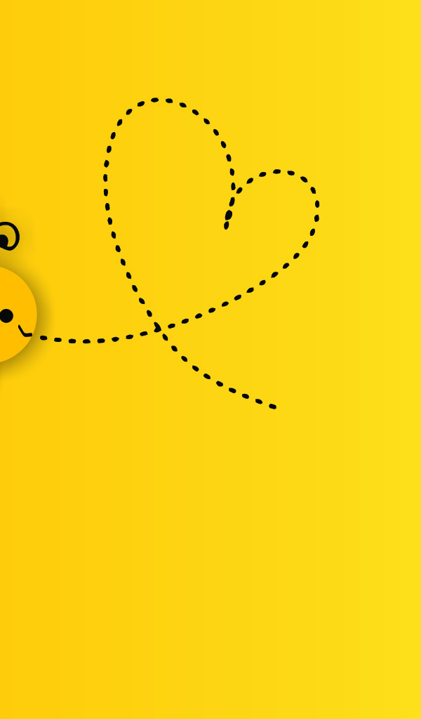 Нарисованная пчела с сердечком на желтом фоне