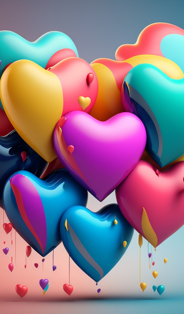 Разноцветные сердечки с краской