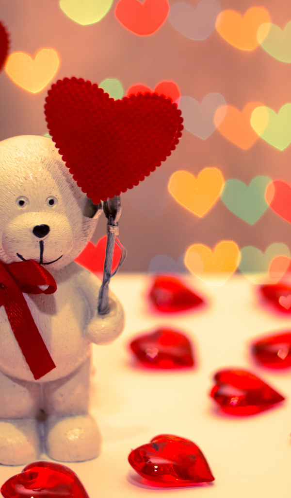 Статуэтки мишки с красными сердечками