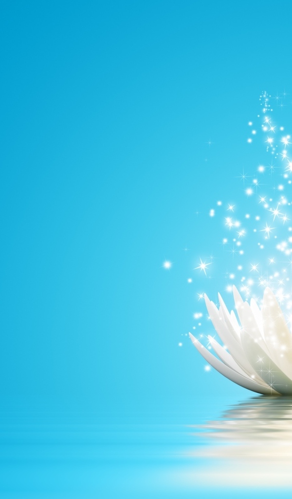 Волшебная лилия с блестками на голубом фоне
