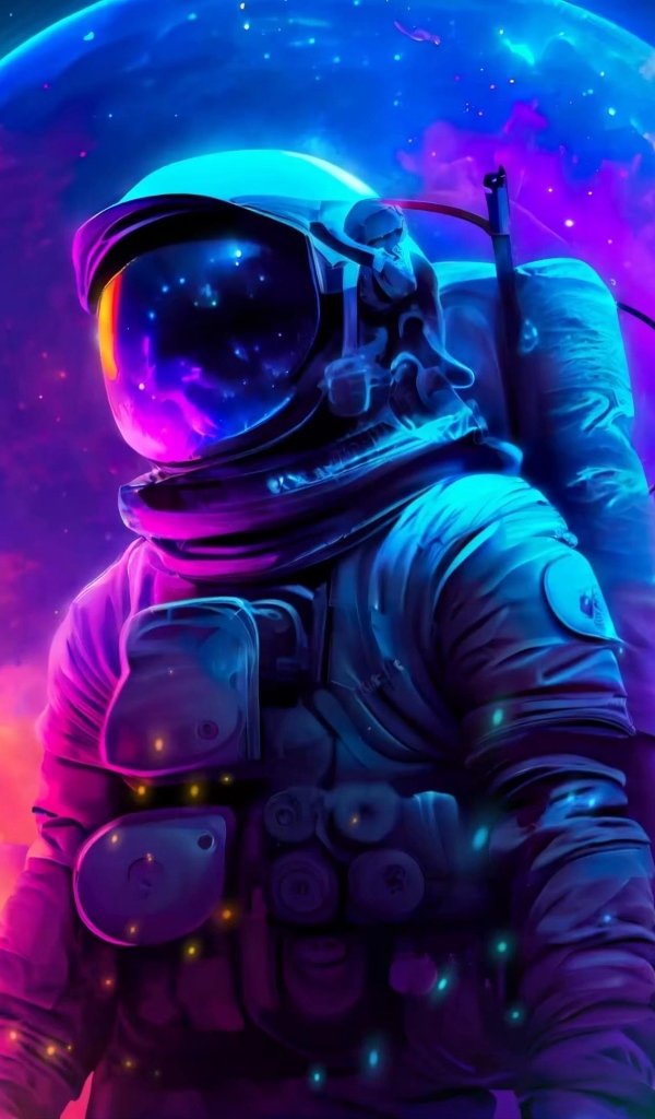 Астронавт на фоне планеты, арт