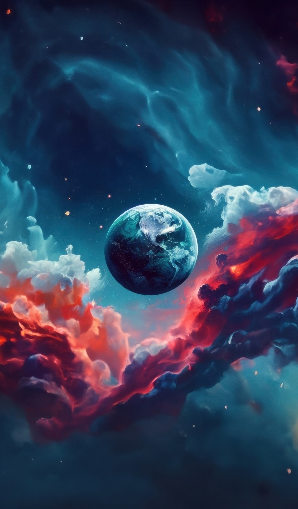 Планета земля в космической туманности