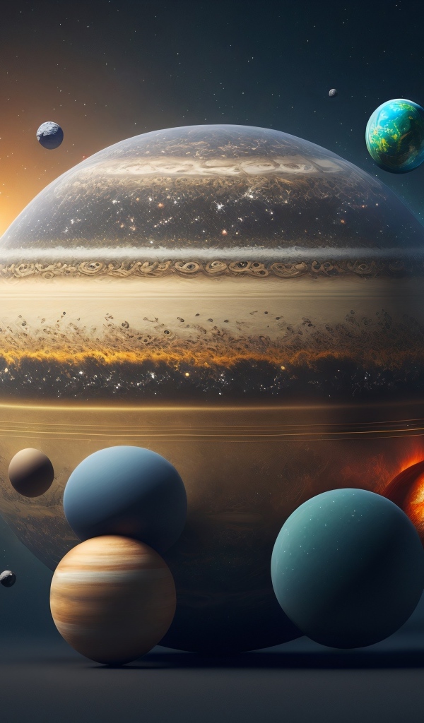 Планеты кружатся в звездной галактике