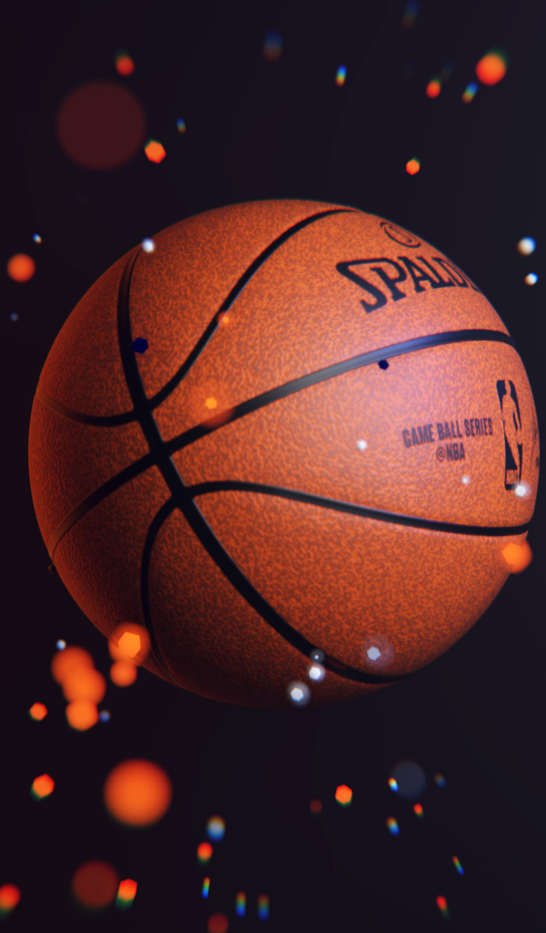 Баскетбольный мяч в воздухе с искрами