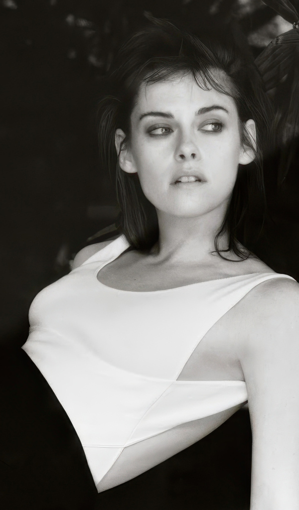 Черно-белое фото американской актрисы Кристен Стюарт