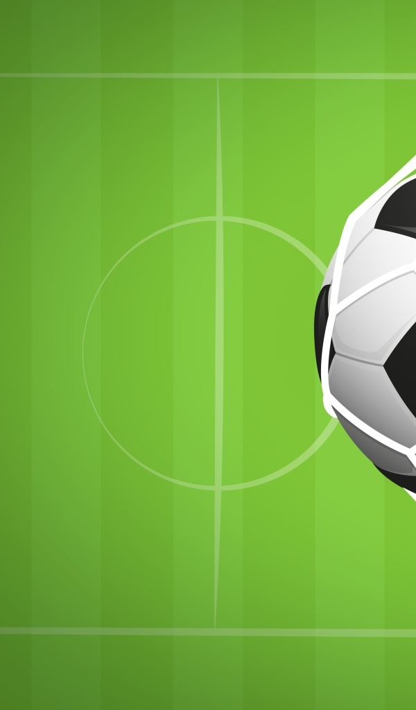 Футбольный мяч в воротах на фоне поля