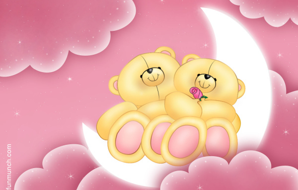 Мишки на луне День Святого Валентина