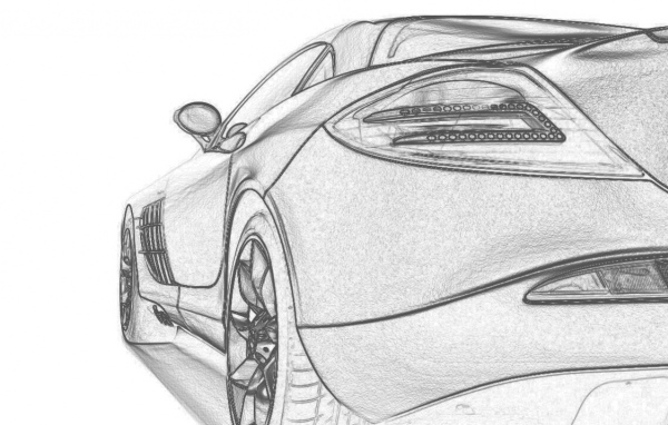 Mercedes SLR - рисунок карандашом