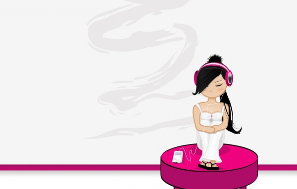 Девушка слушает iPod