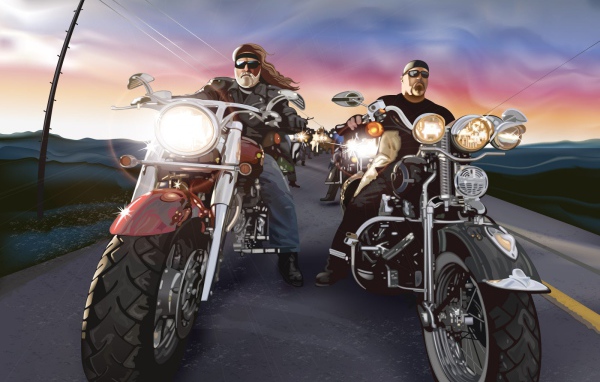 Байкеры на мотоциклах