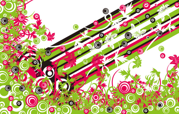 Векторные Цветы и бабочки