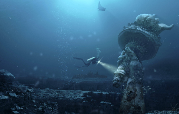 Statue of underwater freedom
