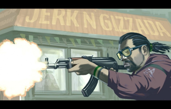 Негр с автоматом АКА