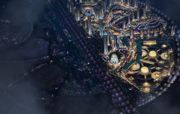 Ночной город вид сверху