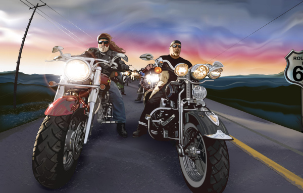 Байкеры на дороге 66