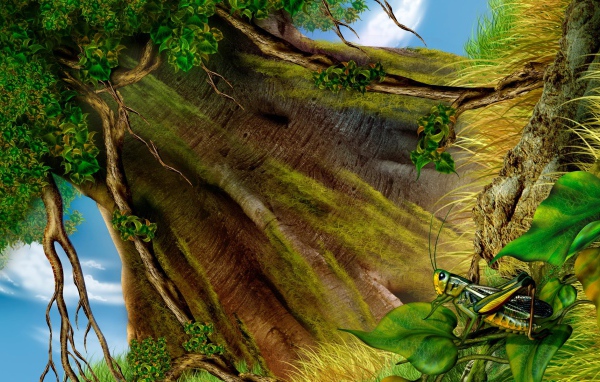 Кузнечик под деревом