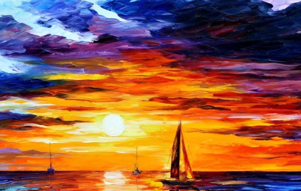 Парусники на закате