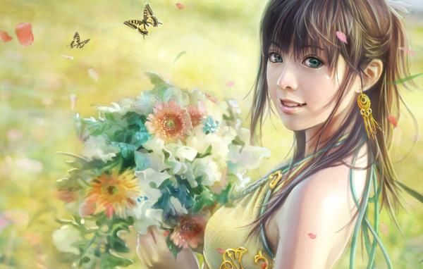 Девушка с цветами