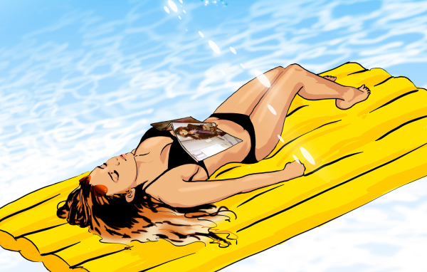 Горячая девушка в бассейне