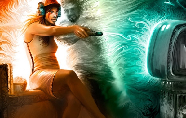 Девушка у тв