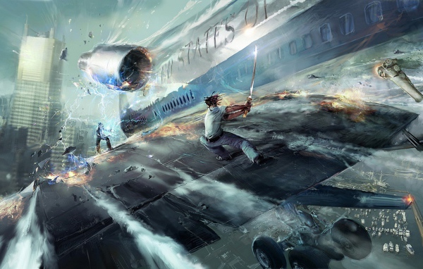 Схватка на крыле самолета