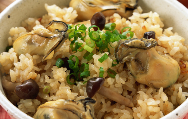 Seafood with rice and mushrooms