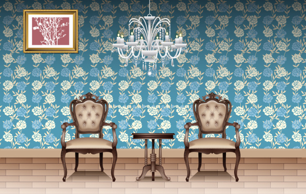 Голубая цветочная комната