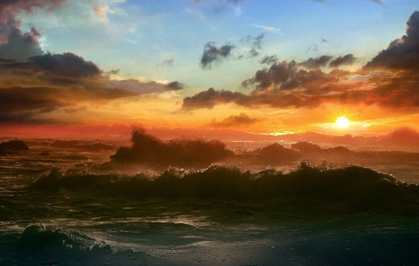 Закат на море