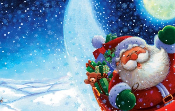 Санта Клаус в повозке