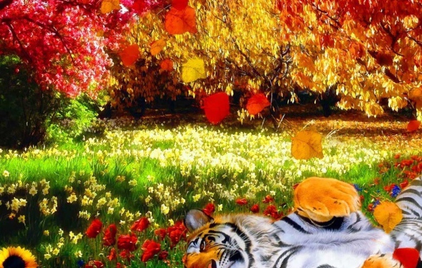 Тигр в цветах