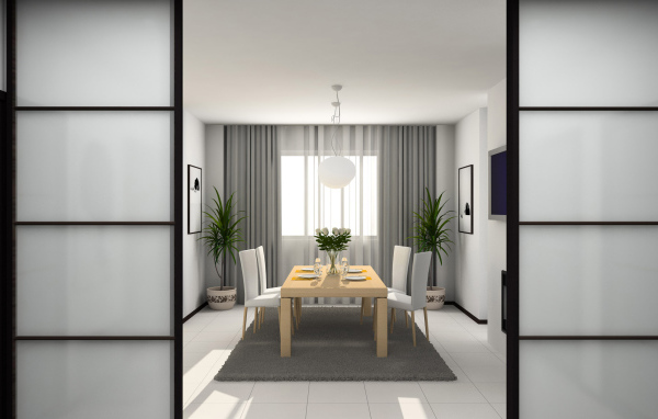 Интерьер светлой столовой