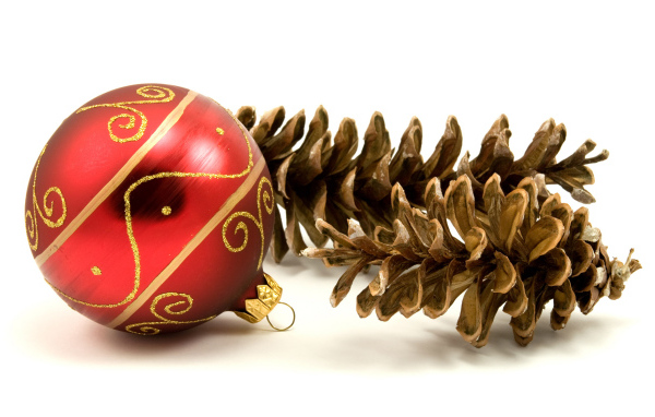 Шишки и елочные игрушки