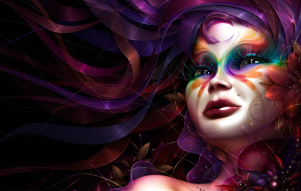 Девушка в разных цветах