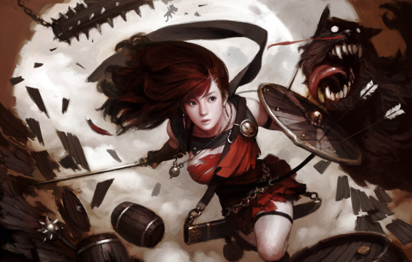 Девушка воин Битва с псами