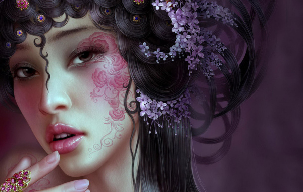 Девушка с узором на лице