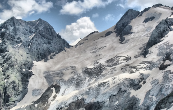 Горы, склон, снег