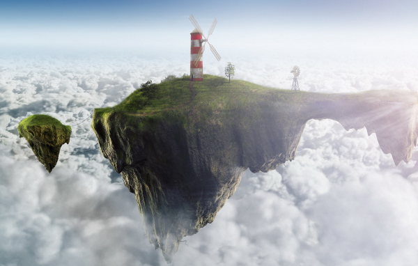 Ветреная мельница на висячем острове