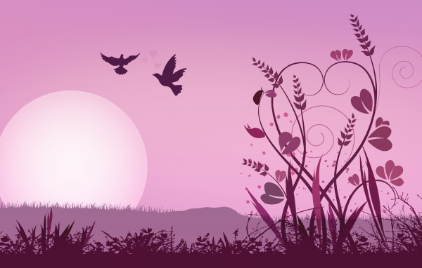 Цветы и голуби