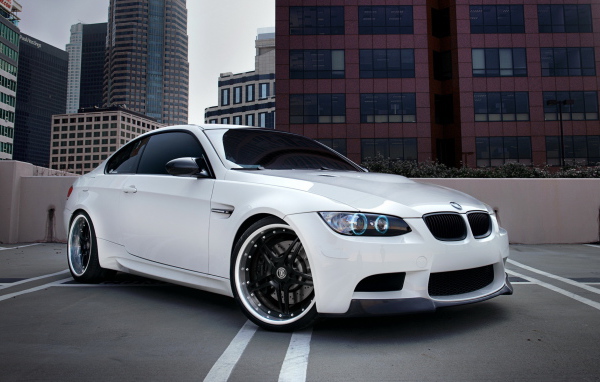 white BMW Coupe